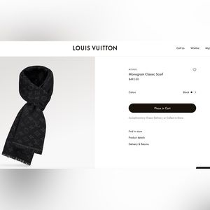 V Day special! Authentic Louis Vuitton Black wool and silk monogram scarf.